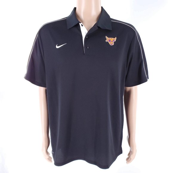 Nike Dri-Fit Men Polo Short Sleeves Polyester Black Size L - Picture 1 of 8